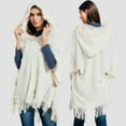 thumbnail image 2 of AWZXDE Women's Oversized Knitted Button-Up Hooded Cape Shawl - Cozy Loose-Fit Poncho Wrap for Casual Outdoor Style WH2,One Size, 2 of 9