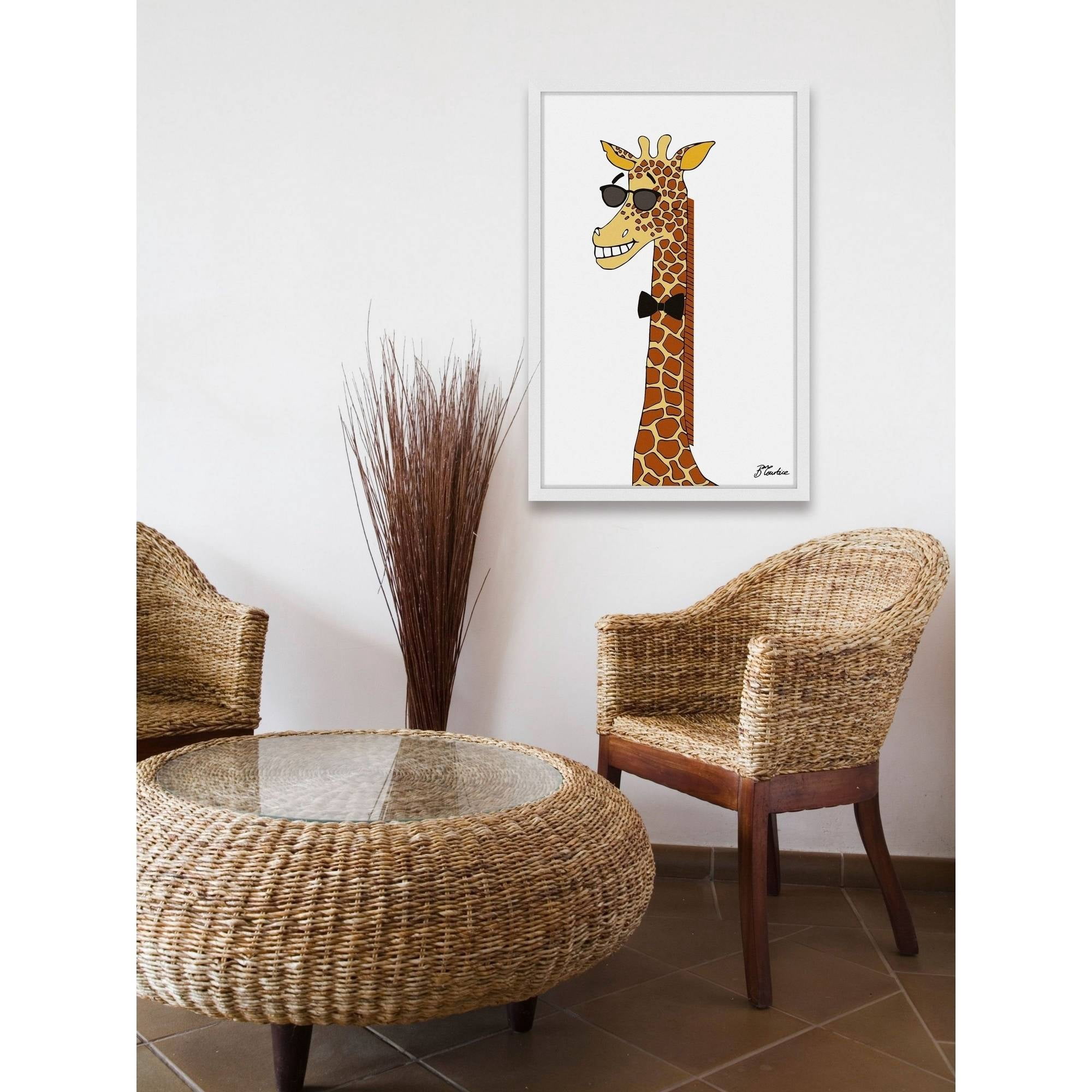 "Giraffe Hippy Head" Framed Painting Print