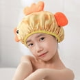 thumbnail image 6 of Happy Date 4Pcs Bath Reusable Shower Caps Designed for Baby, Kids, Children,Long Hair, Cute, Waterproof, Cartoon Animal, Double Layer Bathing Hat for Boys, Girls, Women, 6 of 8