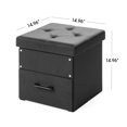 Mellow Stockbox 15" Ottoman with Storage Drawer, Black