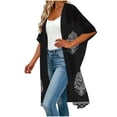 thumbnail image 5 of Avrnliq Womens White Boho Kimono Swimsuit Cover Up - Plus Size Midi Length Open Front Lightweight Duster for Layering & Beach Cover Up,Size L, 5 of 6