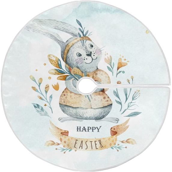 FMSHPON Easter Bunnies Xmas Christmas Tree Skirt Stand Mat for Holiday Party Decoration Indoor Outdoor 36 inches