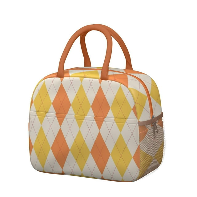 Sac à Lunch Fusion Rayé et à Carreaux – Design Rustique à Carreaux, Sac Isotherme Réutilisable pour Travail et École