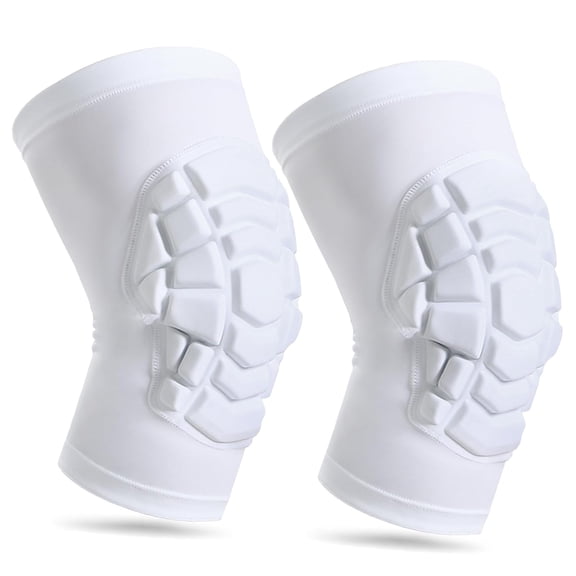 BESTSKY Wrestling Knee Pads for Kids Youth Adult, Knee Compression Sleeve for Basketball Volleyball Football, 1 Pair Short Knee Pads Sleeves ((#2) White-2Pcs,Medium)
