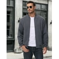 thumbnail image 3 of Xidunhg Men's Casual Varsity Bomber Jacket Lightweight Outerwear Jackets Waffle Zip up Fashion Coat Dark Grey S, 3 of 7
