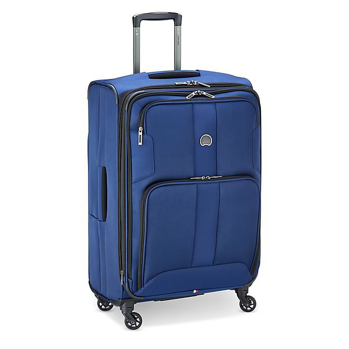 DELSEY Paris Sky Max 2.0 Softside Expandable Luggage with Spinner Wheels,  Steel Blue, Checked-Medium 25 Inch