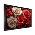 thumbnail image 2 of Designart "Timeless Beauty Red and White Roses" Floral Framed Wall Art Decor - Modern Red Roses Hallway Framed Wall Art Decor, 2 of 6