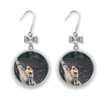 thumbnail image 1 of Japanese Dog Pet Animal Picture Bow Earrings Drop Stud Pierced Hook, 1 of 3