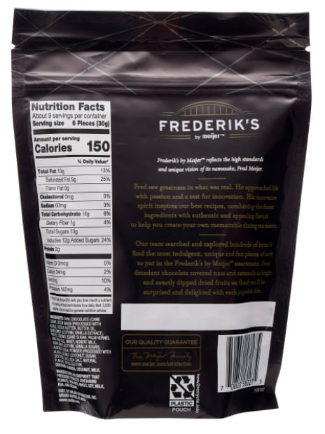 Frederik's Dark Chocolate Coconut Dusted Almonds, 9 Ounces (2 Bags)