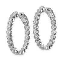 Primal Silver Sterling Silver Rhodium-plated Cubic Zirconia In and Out Heart Round Hoop Earrings