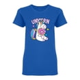 thumbnail image 2 of Unicorn Eating A Donut Design Shaped T-Shirt Women -Image by Shutterstock, Female x-Large, 2 of 4