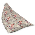 thumbnail image 2 of Tea Party Lounger Chair Bag, London Newspaper Inspired Background with Grunge Elements Kiss Marks, High Capacity Storage with Handle Container, Lounger Size, Beige Navy Blue Red, by Ambesonne, 2 of 5
