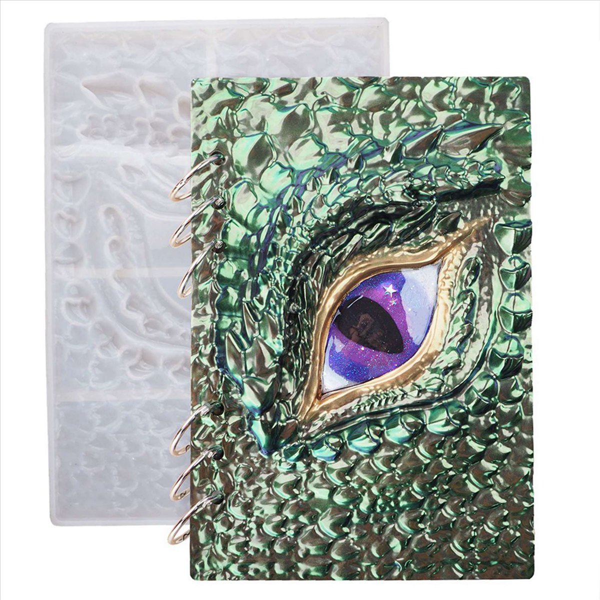4Pcs DIY Book Cover Crystal Epoxy Resin Mold Dragon Eye Notebook Case Mirror Silicone Mold