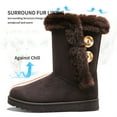 thumbnail image 3 of Women's winter snow boots Short Mid Calf fashion boot Art Resin button Faux Suede boots(Chocolate US9), 3 of 6
