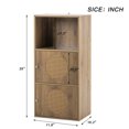 thumbnail image 5 of Seizeen Home Storage Cabinet, Floor Freestanding Storage Organizer with 2 Door and 1 Tier Open Shelf, Sideboard Cupboard with Decorative Rattan, for Living Room, Bedroom, Kitchen, Rustic Brown, 5 of 8