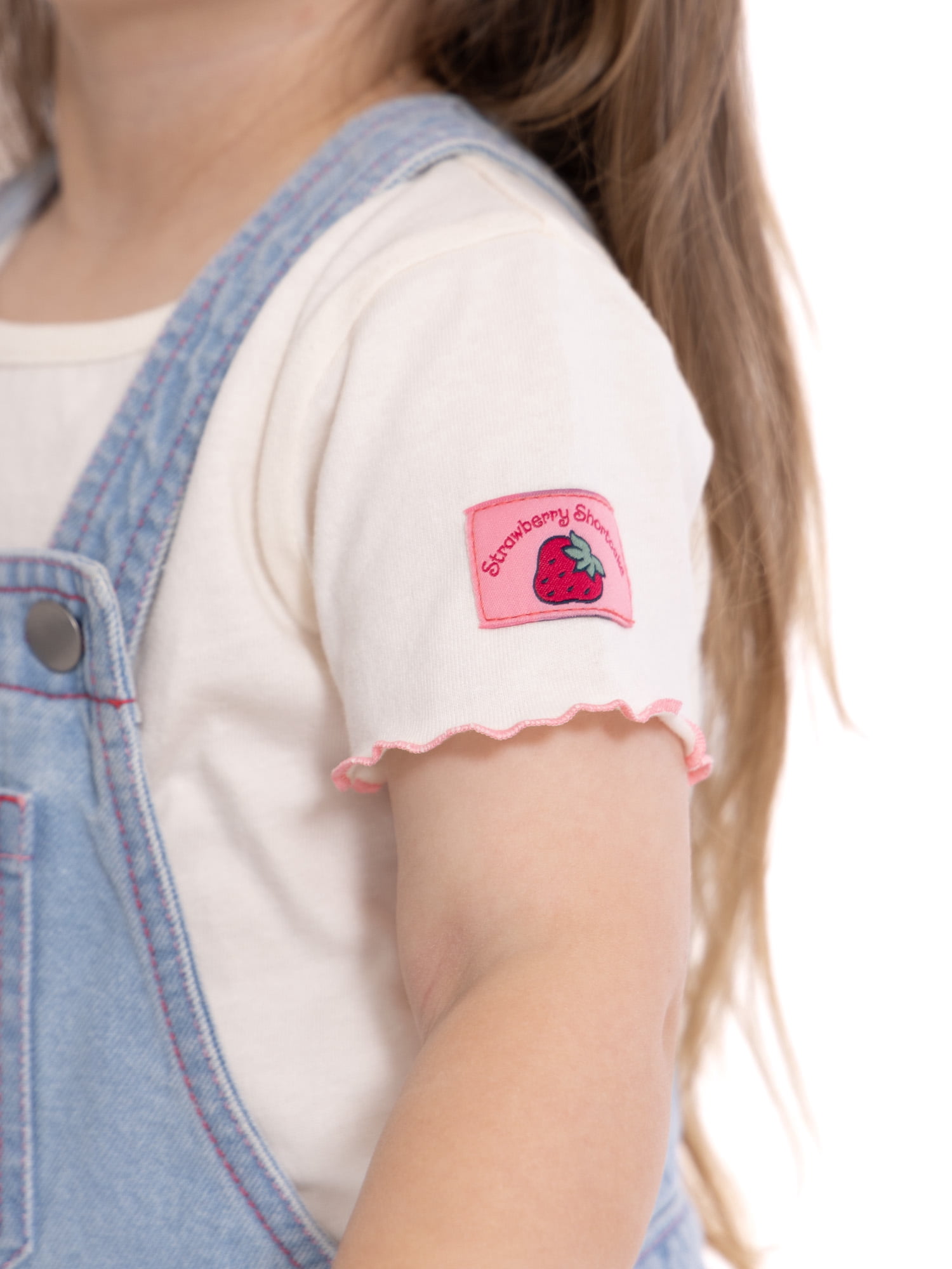 Strawberry Shortcake Toddler Girls Denim Shortall and Short Sleeve Tee Set, 2-Piece, Sizes 12M-5T