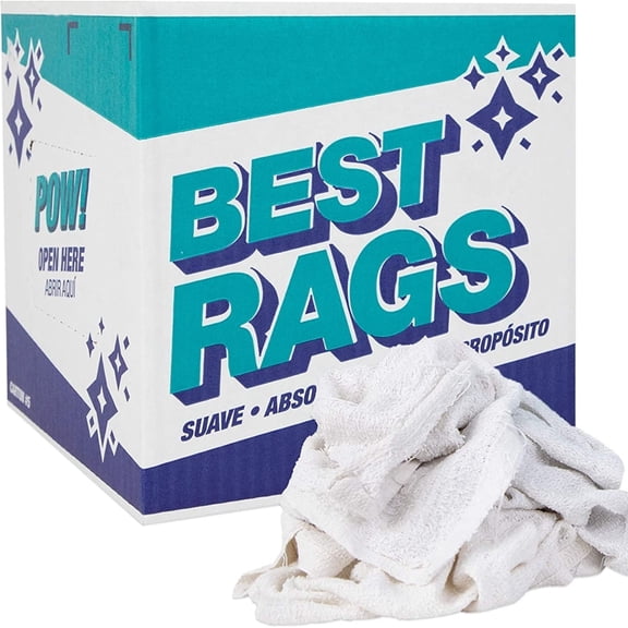 Arkwright Terry Washcloth Rags (10lb Box), 14x14 to 20x20 White Terry Cleaning Cloths, Reusable, Perfect for Home, Garage, Automotive, Kitchen, Bars