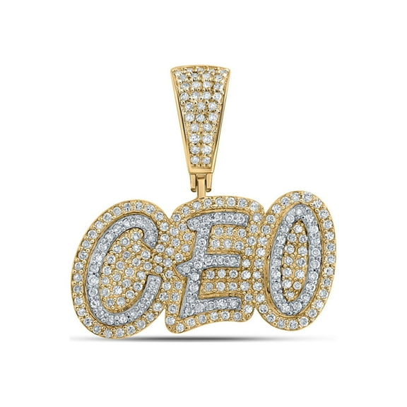 10kt Yellow Gold Mens Round Diamond CEO Charm Pendant 5/8 Cttw