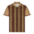 thumbnail image 4 of Fnnxeal Mens Polo Shirts, Collared Summer Big and Tall Shirt Casual Striped Brown Polo Shirts for Men Size S, 4 of 5