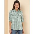 thumbnail image 2 of Unique Bargains Chemise Junior à Manches Retroussables à Carreaux avec Poches à Rabat, 2 of 6