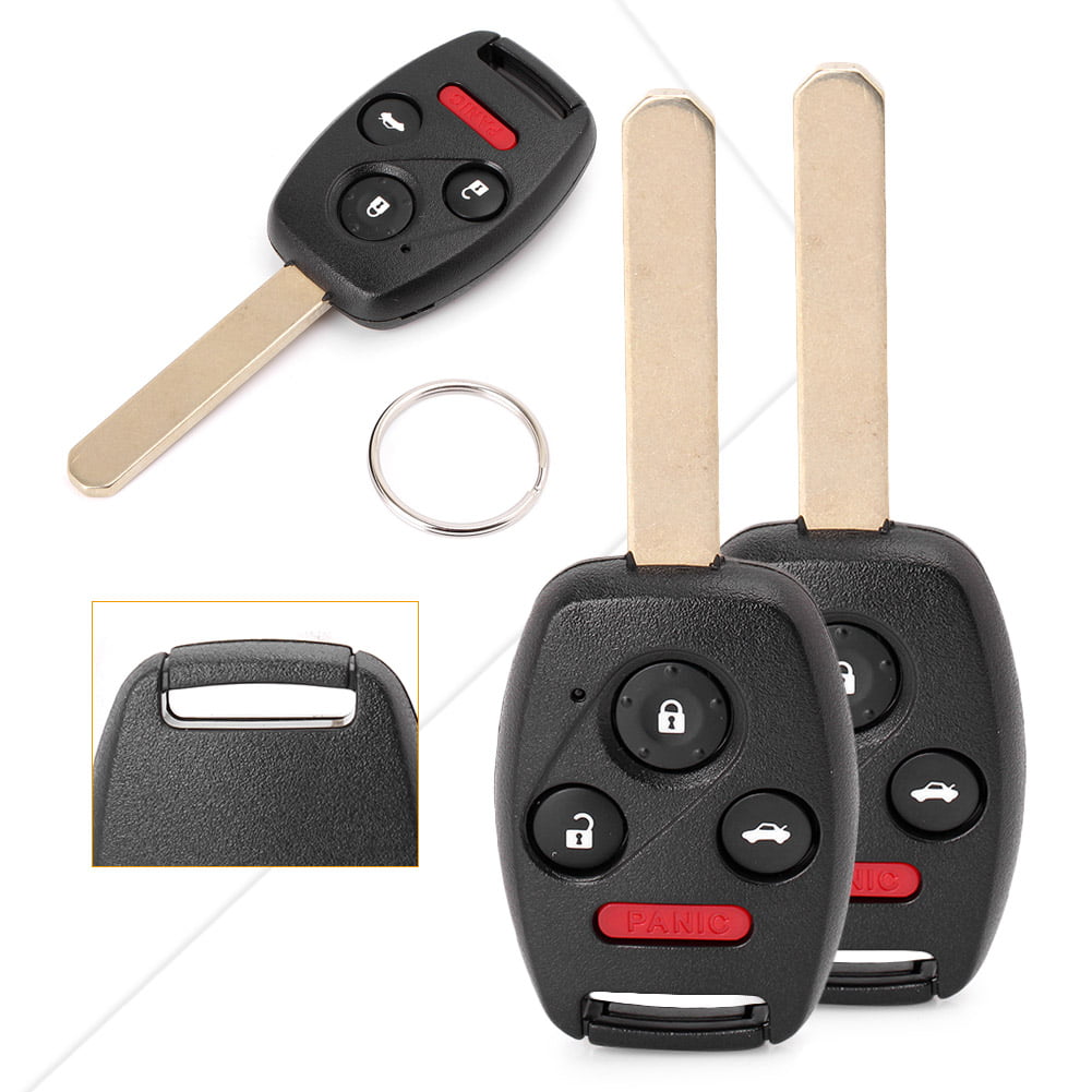 Pack of 2 KeylessOption Keyless Entry Remote Car Flip Key Fob Uncut Blade Shell Case Button Repair Fix 