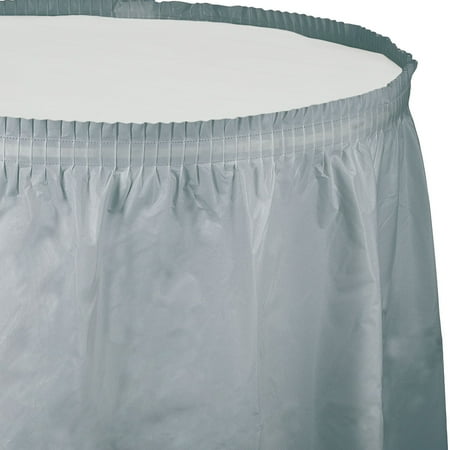 Touch of Color Shimmering Silver Plastic Tableskirt 10043