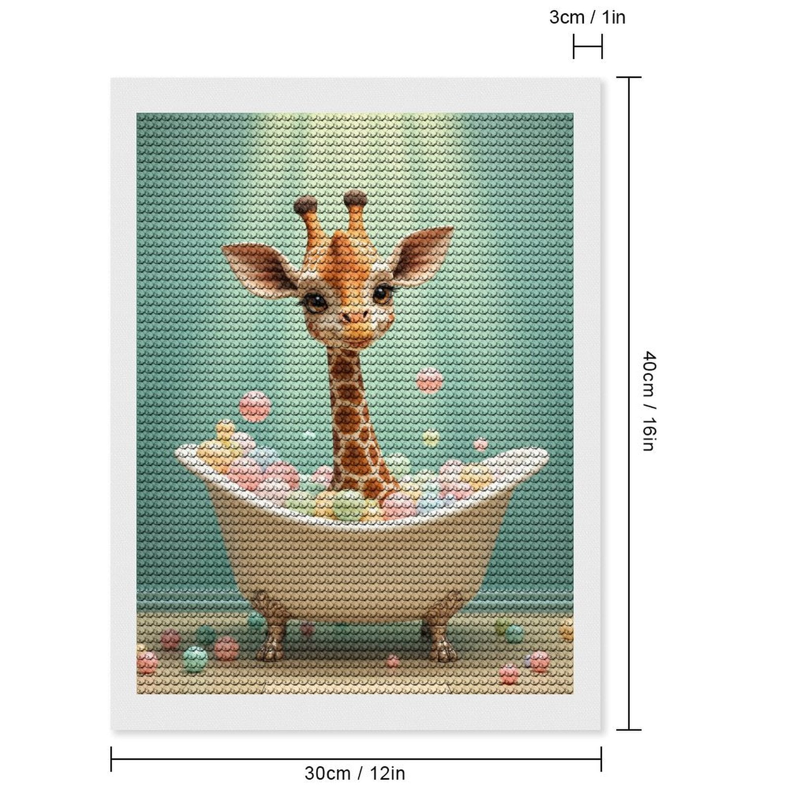Diamond Art Kits for Adults, Adorable Giraffe Bath Time Fun 5D Diamond Painting Kits for Adults Beginners, DIY Full Drill Diamond Painting, Gem Art and Crafts 12x16
