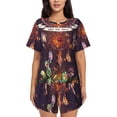 thumbnail image 1 of Balery Beautiful Dreamcatcher1 Conjunto de Pijama para Mujer con Estampado, Dos Piezas de Manga Corta y Shorts, Ropa de Dormir Suave con Cuello Redondo y Bolsillos-X-Large, 1 of 6