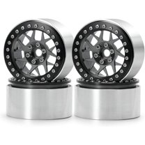 RCLIONS 2.2inch Beadlock Wheels Rims 35mm for 1/10th Scale RC Rock Crawler Model Car -Pack of 4 (Titanium Color)