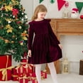 thumbnail image 5 of SuTry Girls Christmas Party Princess Dress Long Sleeve Plush A-Line Elegant Comfortable Fit Holiday Outfit for Kids 5-12 Years(Red,7 Years), 5 of 9
