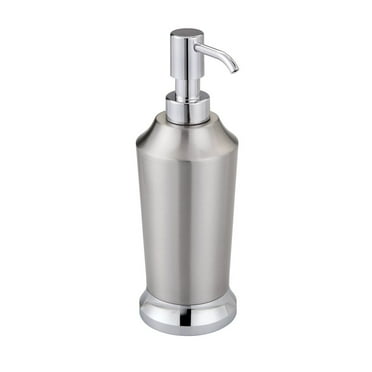 iDesign Stainless Steel Soap Dispenser Pump, 2.9" x 2.9" x 8.5”, Brushed & Chrome Split Finish