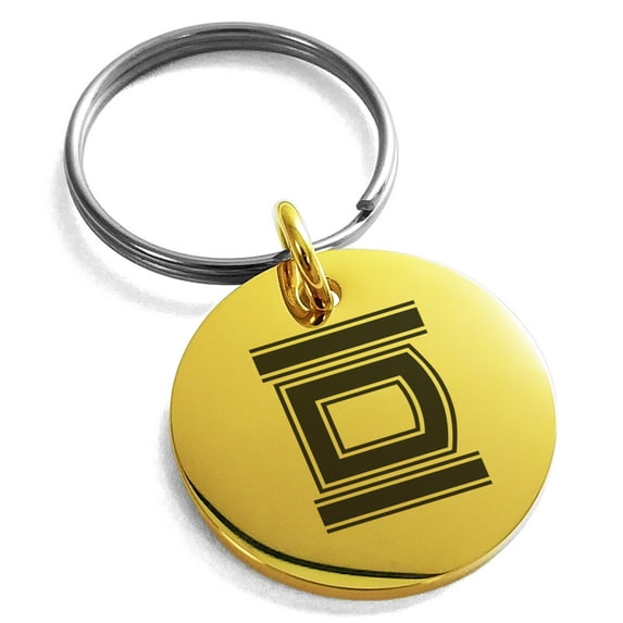Stainless Steel Letter D Initial Empire Monogram Engraved Small Medallion Circle Charm Keychain Keyring