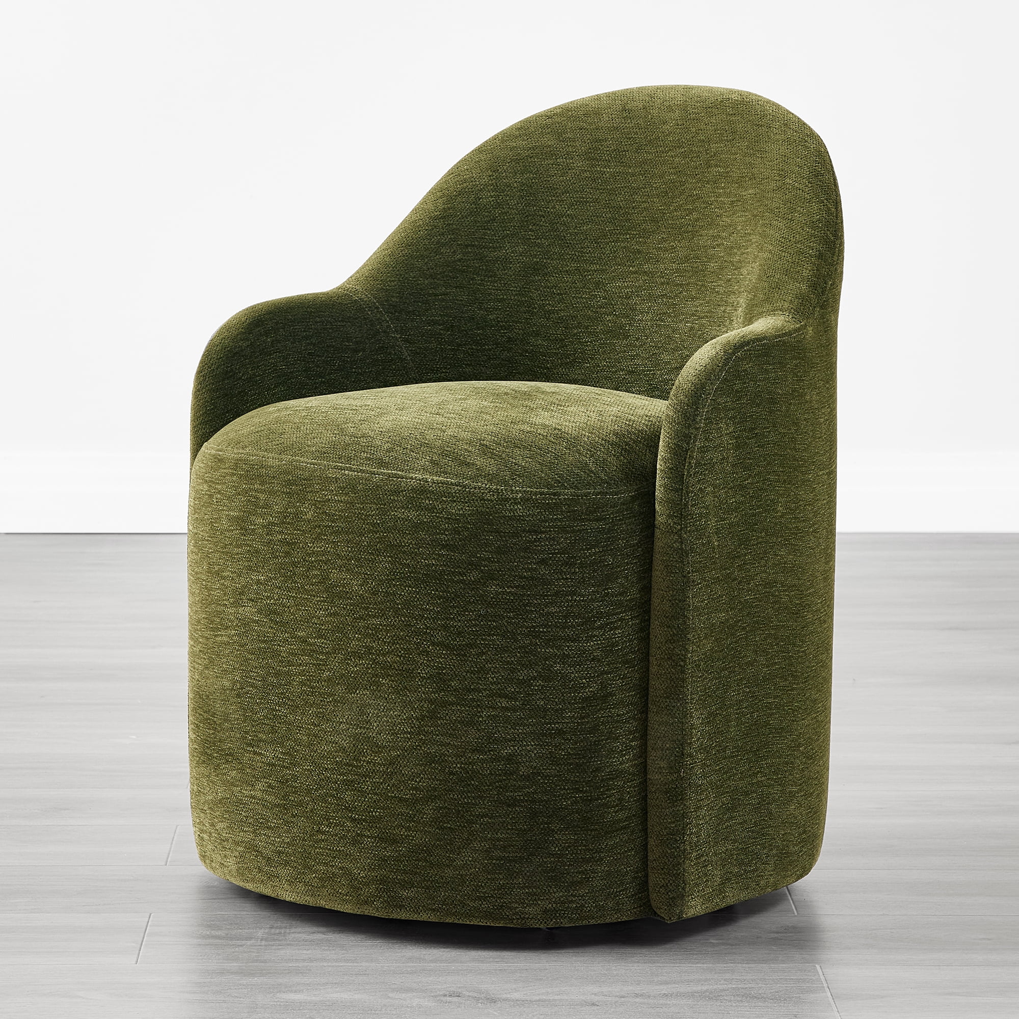 Spruce & Spring Swivel Upholstered Dining Chair with Hidden Wheels and Armrest Single, Green