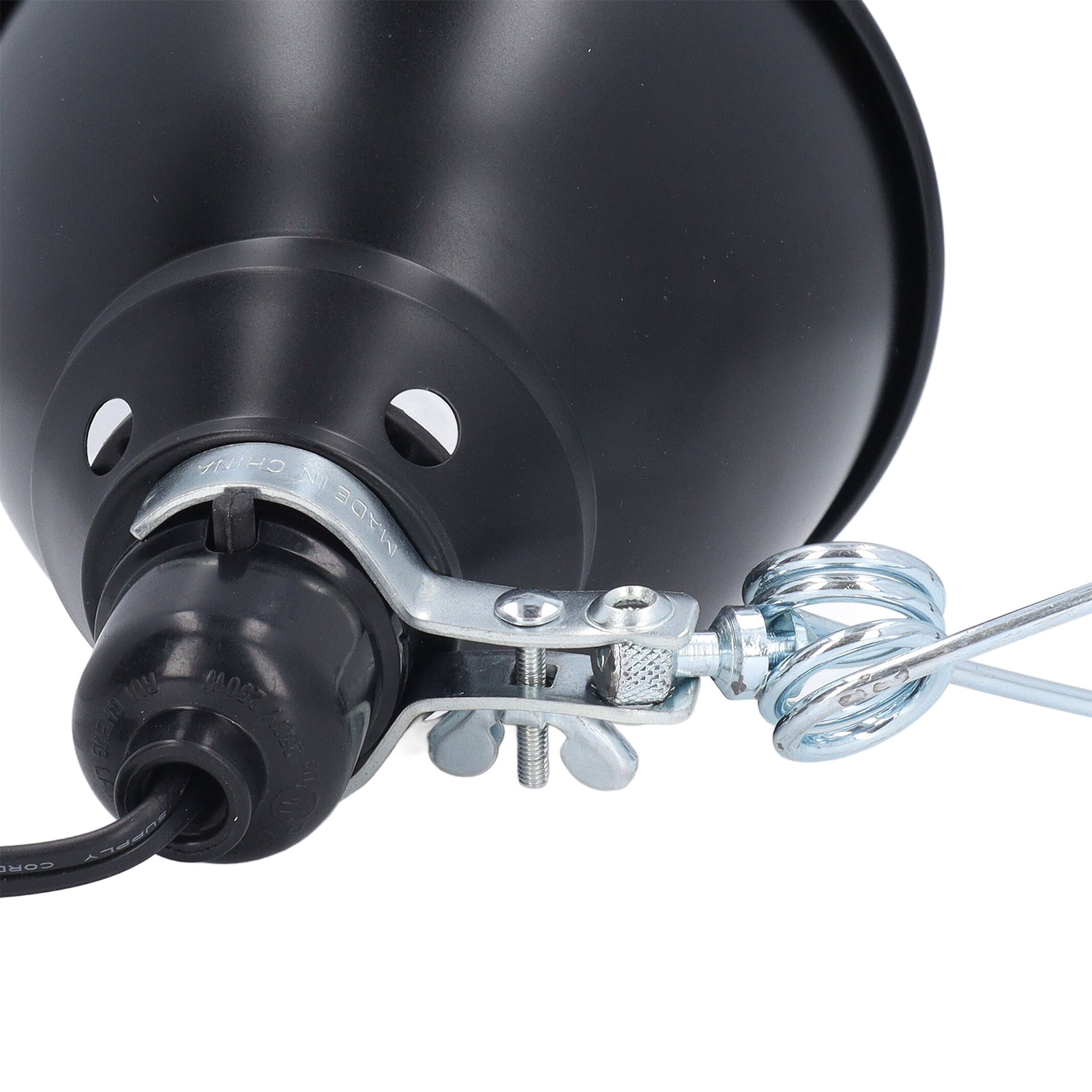 YAHHU Reptile Light Fixture 250W Aluminum Deep Dome Heat Lamp Fixture with Clamp for E26 E27 UVA UVB Bulb, Black