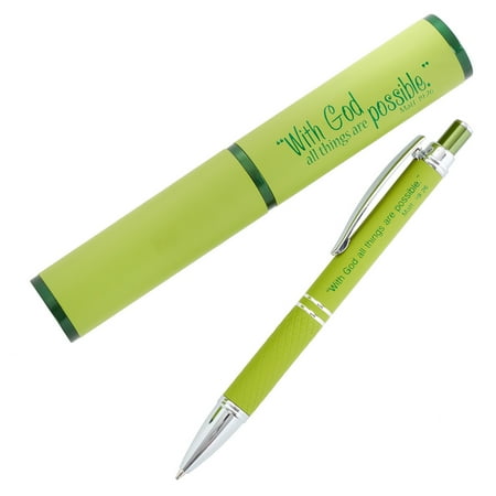 UPC: 6006937142145 | All Things Possible  Green – Matthew 19:26 Gift Pen in Case