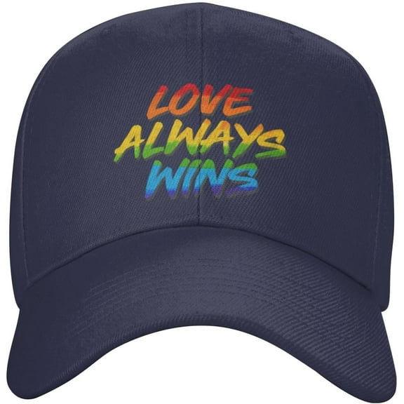 LGBT Love Always Wins Gifts Funny Baseball Hats Adjustable Washed Cotton Fishing Baseball Cap Black