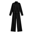 thumbnail image 5 of Yutgune Women's 2 Piece Sweatsuit Mock Neck Long Sleeve Sweatshirt Drawstring Wide Leg Pants Casual Lounge Set, 5 of 7