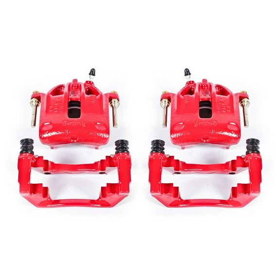 Power Stop Front Pair of Red Powder Coated Calipers S1138