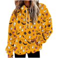 thumbnail image 3 of Frostluinai Womens Oversized Sherpa Pullover Hoodie with Pockets Fuzzy Fleece Sweatshirt Halloween Ghosts Print Fluffy Hooded Sweatshirts, 3 of 7