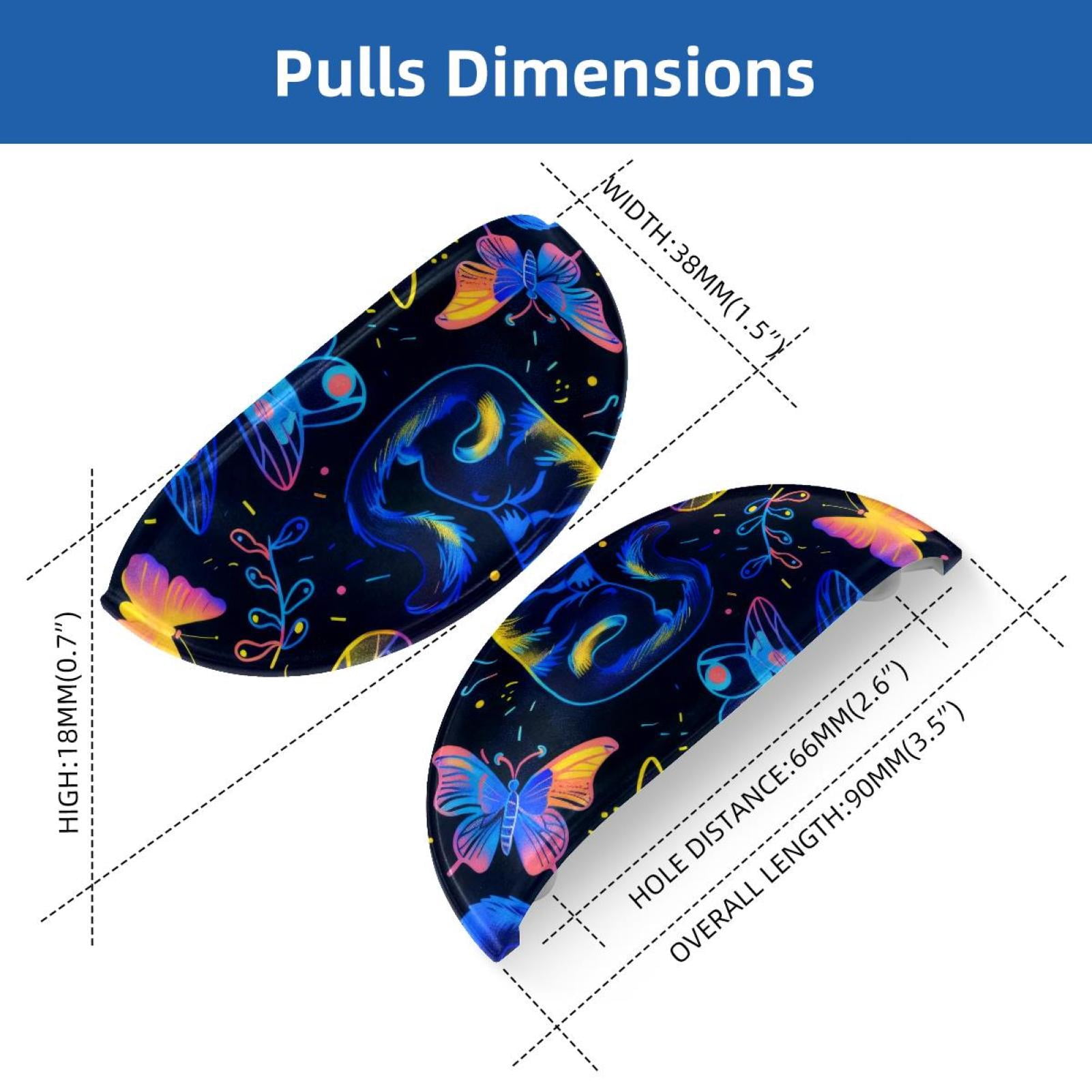 PhooArto 6 Pcs Cup Drawer Pulls, Butterflies Cats Pattern Shell Shape Handles Cabinet Knobs for Dresser Cupboard Closet Wardrobe with Screws