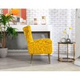thumbnail image 3 of Curved Tufted Accent Chair with Metal Gold Legs Velvet Upholstered Arm Club Leisure Modern Chair for Living Room Bedroom Patio, Yellow, 3 of 7