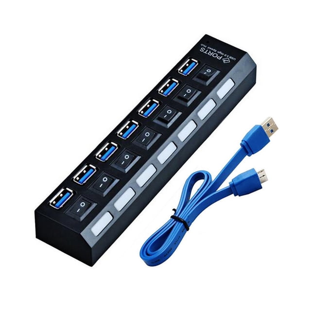 Hub USB 3.0 7 puertos de alta velocidad con indicador LED