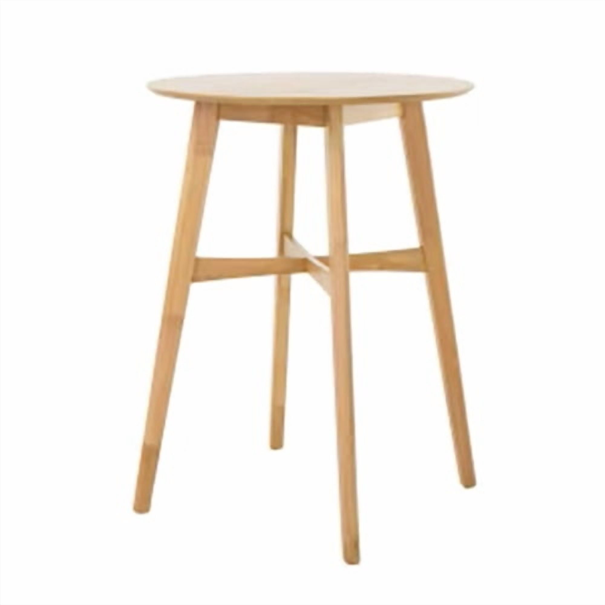 Bar Table 42 Inch High Round with Rubberwood Legs, Bar Height Dining Table and Counter Table for Kitchen Home Bar, Natural Oak