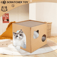 thumbnail image 5 of Cat House Scratcher Box Cat Cardboard House with Scratch Pad for Kitties, Kittens for Cat Birthday, 5 of 9