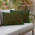 thumbnail image 3 of Pack of 2 Vintage Red Roses Outdoor Pillow Covers Decorative, Waterproof Pillow Protector, Green Abstract Art Floral Ethnic Lumbar Throw Pillowcases for Patio Couch Sofa Home Decor 20"x12", 3 of 8