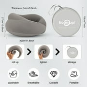 Eoumupi Neck Support Memory Foam Travel Neck Pillow, Gray, 1 Count