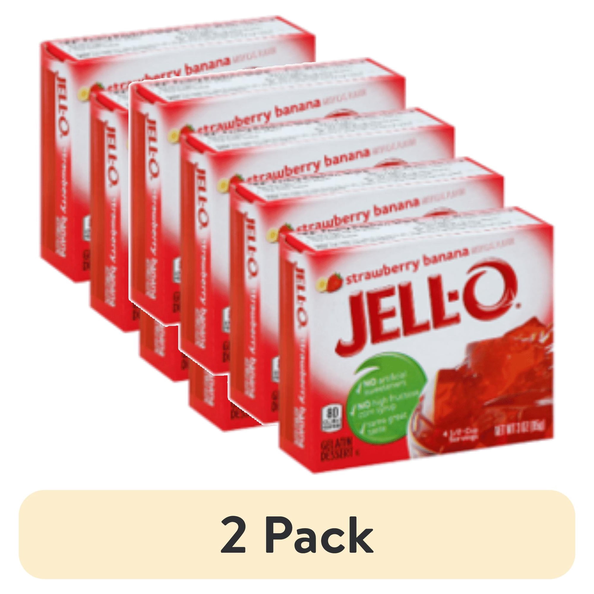 (2 pack) Jell-o Gelatin Strawberry Banana 3 Ounce Pack of 4