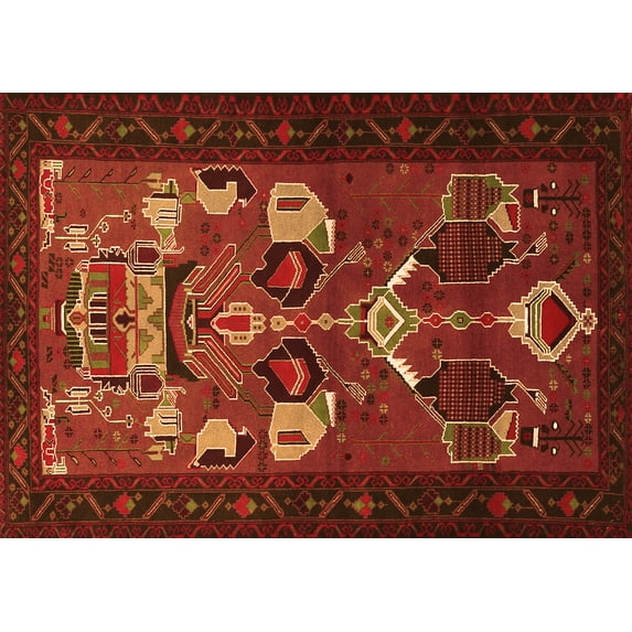 Ahgly Company Indoor Rectangle Persian Orange Traditional Area Rugs, 6' x 9'