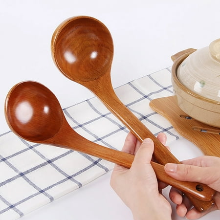 

YDxl Japanese Solid Wood Soup Ladle Long Handle Hot Pot Spoon Kitchen Cooking Utensil