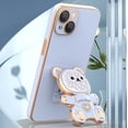 thumbnail image 3 of Funda para iPhone 12 con soporte oculto de oso, suave TPU, a prueba de golpes, con soporte de oso 3D y protección para cámara, para mujeres y niñas, color blanco, 3 of 6